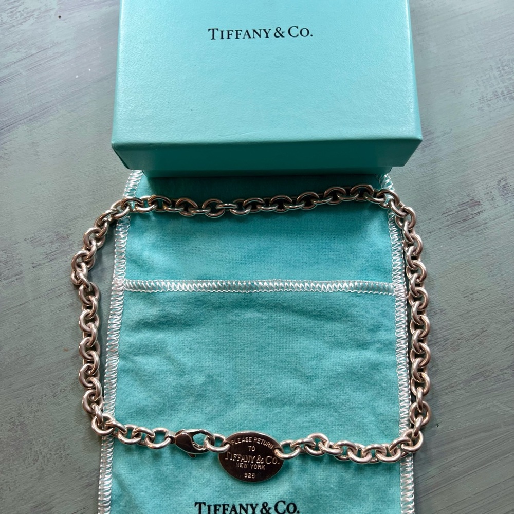 Tiffany & Co. vintage chain choker necklace. “Please Return To…”